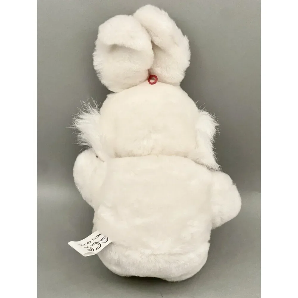Vintage Ace Novelty Co Bunny Rabbit Plush 8” White Red Polka Dots Easter